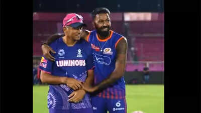 Watch: Hardik Pandya runs across the ground to hug Rahul Dravid in emotional reunion | Cricket News