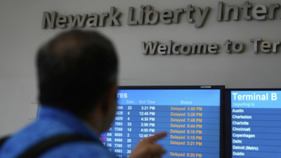 Chaos at Newark and Atlanta airports, over 450 flights delayed, dozens cancelled