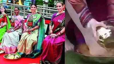 Video of women washing feet of Miss World contestants at Telangana temple sparks row | Hyderabad News