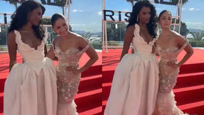 Simone Ashley caught adorably gazing at Alia Bhatt on Cannes 2025 red carpet, fans can’t get enough |