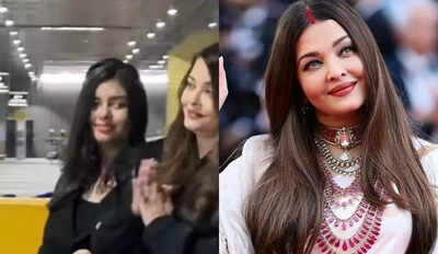 Aishwarya Rai Bachchan returns from Cannes with daughter Aaradhya Bachchan; thanks paparazzi with folded hands at Mumbai airport | Hindi Movie News