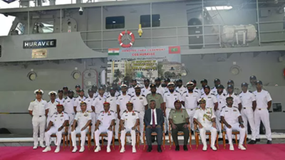 INS Kochi arrives at Male, hands over coast guard ship ‘Huravee’ to Maldives