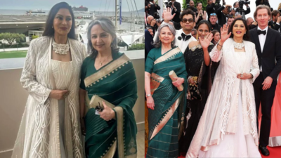 Sharmila Tagore and Simi Garewal dazzle on the red carpet at the Cannes Film Festival 2025 screening of Satyajit Ray’s film ‘Aranyer Din Ratri’ | Hindi Movie News
