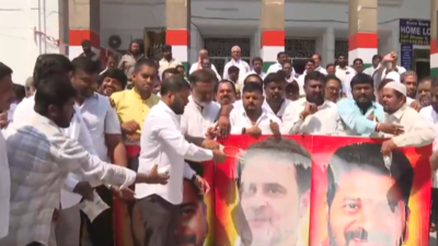 Watch: Congress workers pour milk on Rahul Gandhi’s poster to celebrate caste census push | India News