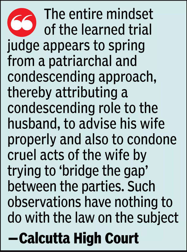 ‘Patriarchal, condescending’: Calcutta high court raps trial court judge | India News